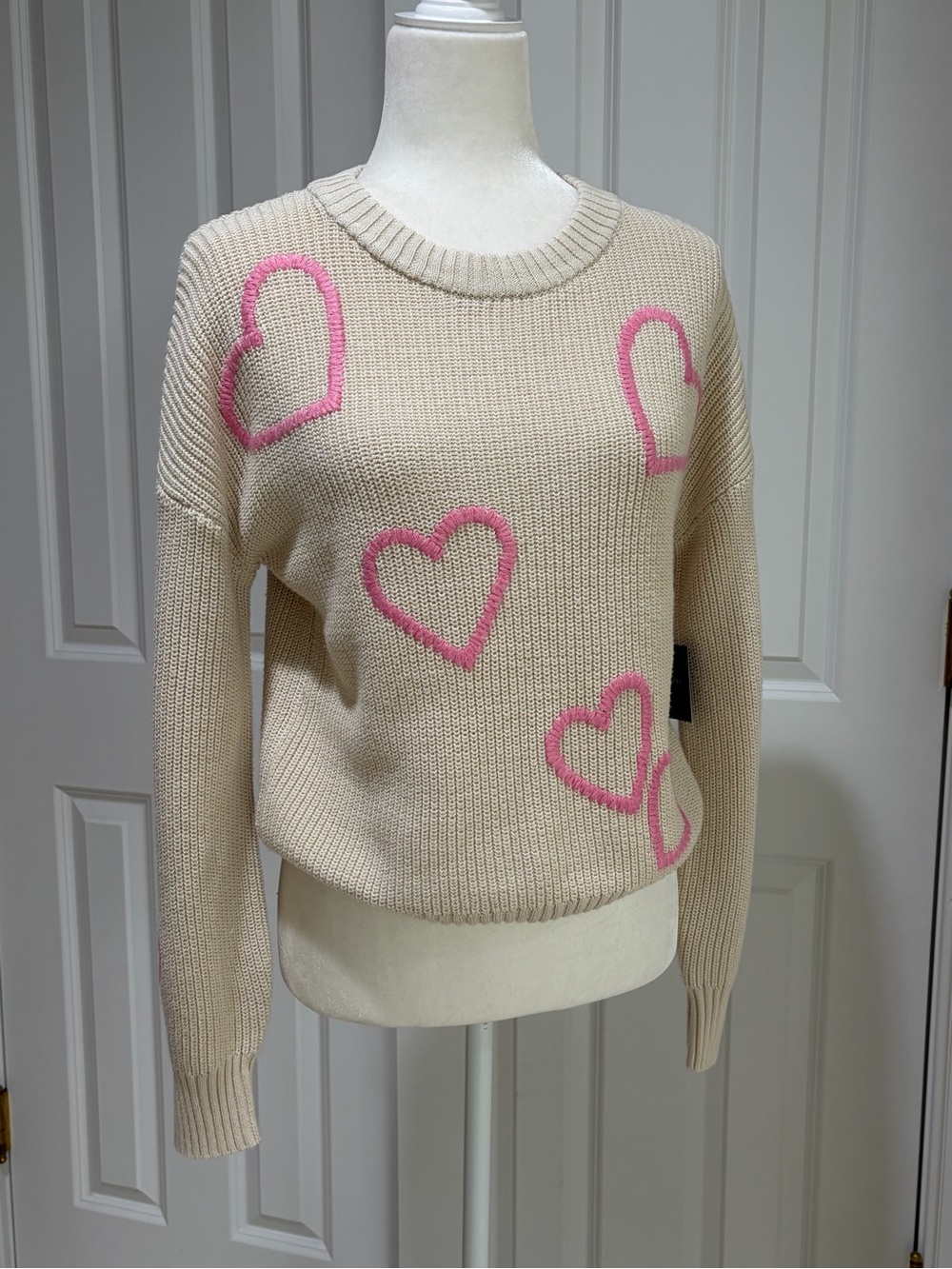Cynthia Rowley Cream/Pink Sweater Size S - Picture 2 of 10
